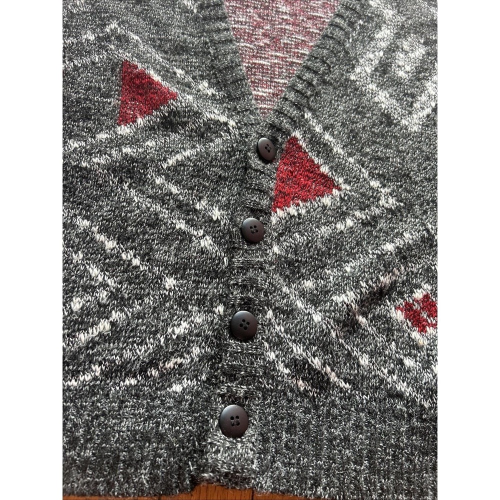 Vintage Le Tigre L Men's Oversized Textured Button Up V Grandpa Cardigan Sweater - Picture 5 of 6